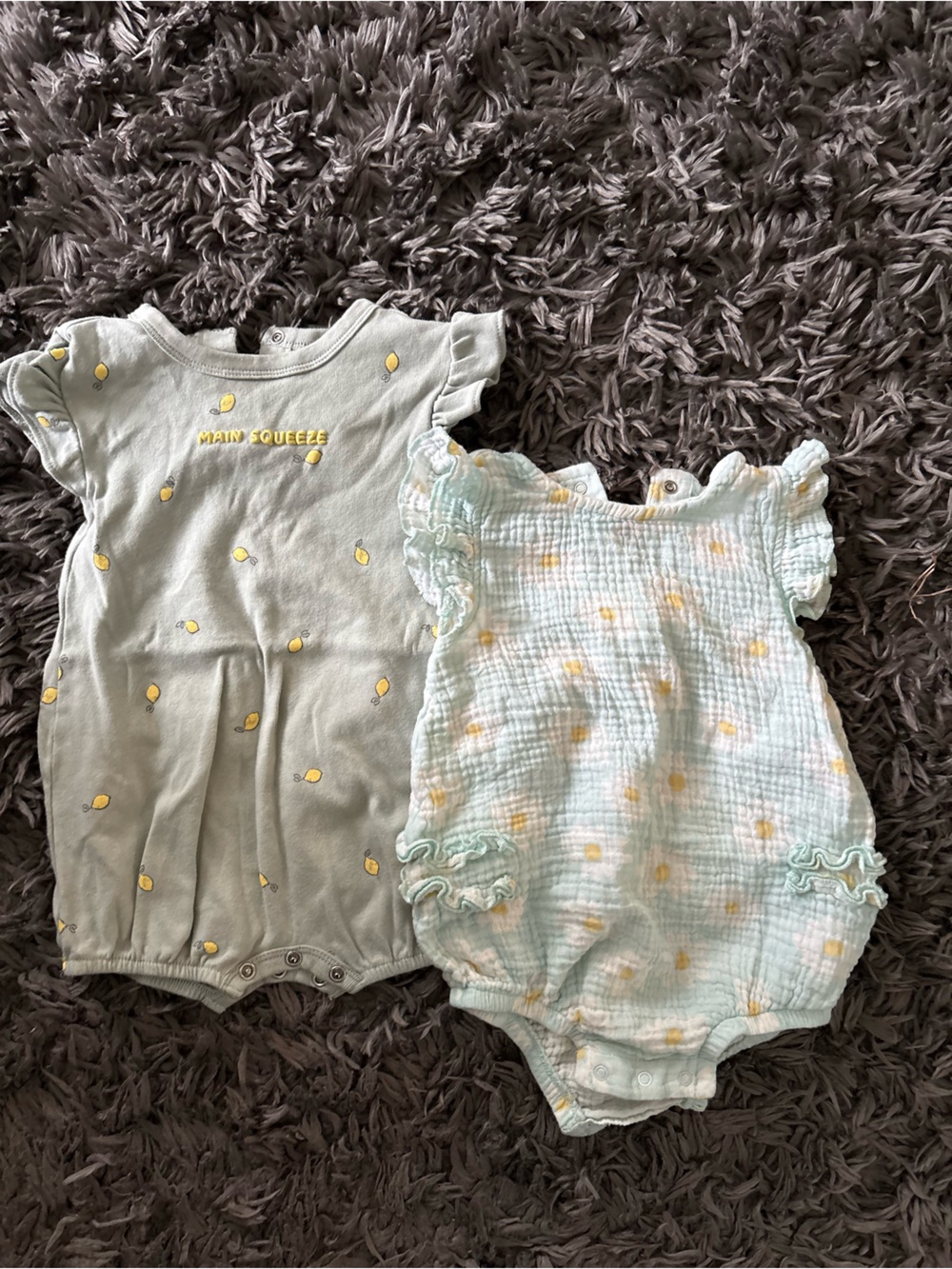 Carter's Light Green and Mint Yellow Baby One-Piece Rompers
